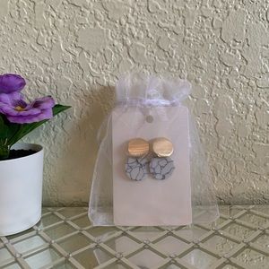Gold and marble print earrings